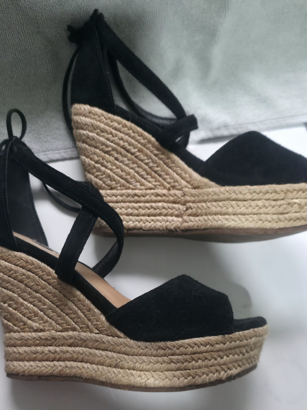 UGG Black Espadrille Wedge Sandals - Women